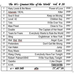 The  80’s  Greatest Hits  Of The  World    Vol. # 20. Compilation By Sk